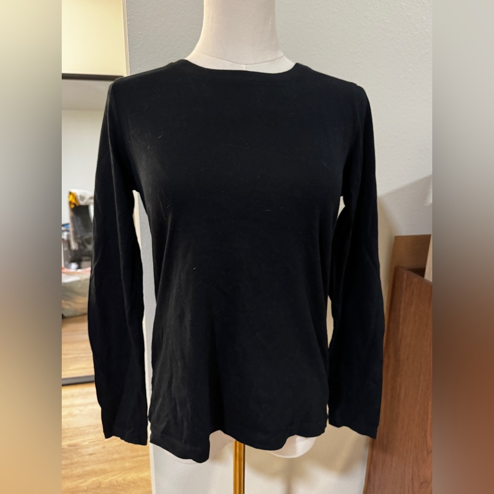 Black Crew Neck Long Sleeve Fitted T-Shirt from madewell size small